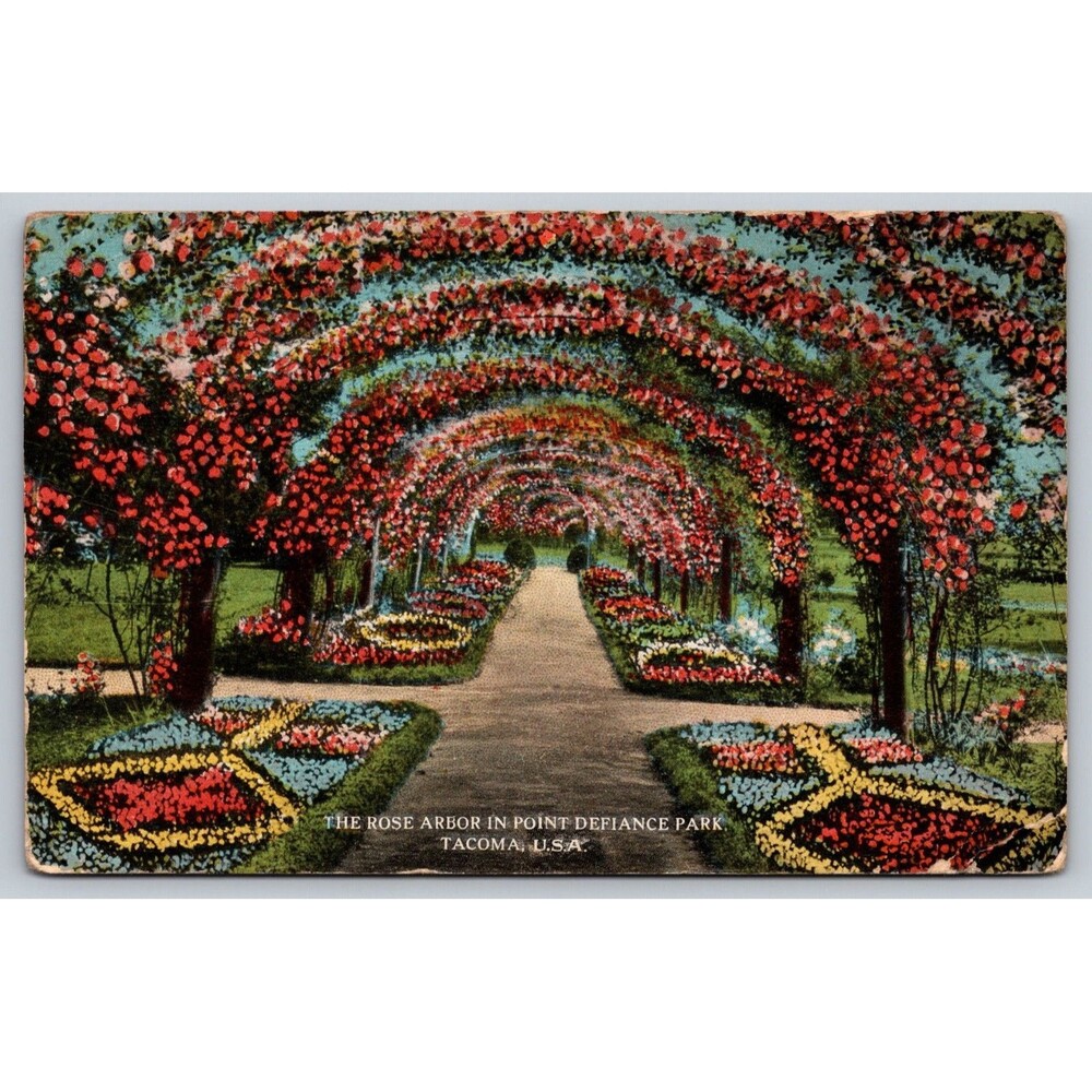 Vintage 1923 Postcard The Rose Arbor Point Defiance Park Tacoma Washington Used